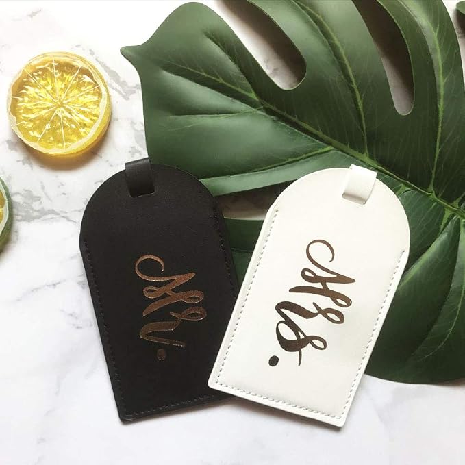 mr and mrs passport covers and luggage tags gift set, couple passport holder for honeymoon
