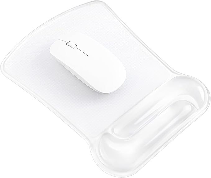 Ospelelf Clear Gel Mouse Pad with Wrist Rest, Ergonomic Cushioned Support for Typing, Relief Carpal Tunnel, Wrist Pain, Easy to Clean & Cooling, Comfort for Office, Computer, Programmer, Gamer