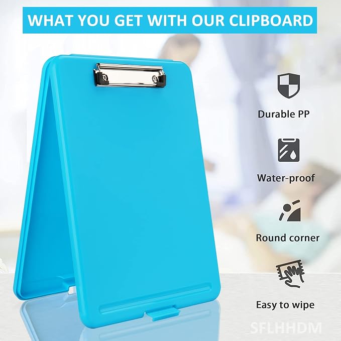 Clipboard with Storage,Storage Clipboard with Clip,Clipboards Foldable for Nurse,for 8.5x11 Paper Clip Boards,A4 Clipboards Case with Smooth Writing for Office Supplies Clip Board Case-Blue