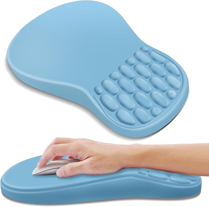 YIWEI Ergonomic Mouse Pad with Wrist Rest for Carpal Tunnel Pain Relief | Memory Foam Wrist Support,Non-Slip Rubber Base, Keyboard Computer Mousepad,Lycra Cloth Surface,Gaming Home Office