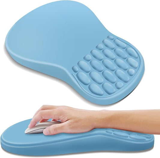 YIWEI Ergonomic Mouse Pad with Wrist Rest for Carpal Tunnel Pain Relief | Memory Foam Wrist Support,Non-Slip Rubber Base, Keyboard Computer Mousepad,Lycra Cloth Surface,Gaming Home Office