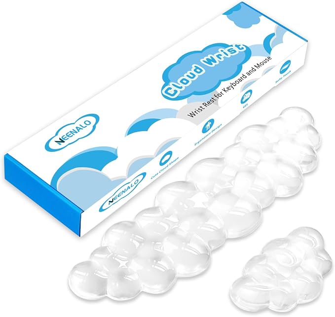 Gel Cloud Wrist Rest Keyboard, Cute Wrist Rest for Computer Keyboard, Clear | Ergonomic Keyboard Wrist Rest and Soft Mouse Wrist Rest, Pain Relief, Suitable for Office, Home, Computer, Laptop, Gaming