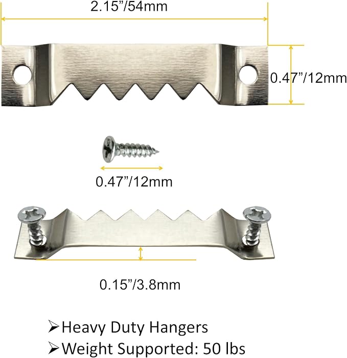 30 Pack Large Sawtooth Picture Hangers Steel Picture Hanging Picture Frames Hangers with Screws Picture Hang Solutions, for Hanging Clock Paintings Artwork Picture Frame Hook Photos (Silver)