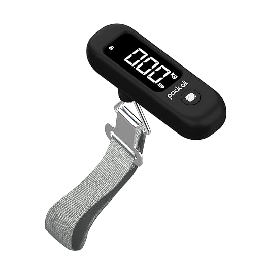 pack all Digital Luggage Scale for Travel, 110Lbs Capacity, 0.1Lb Precision | Handheld, Backlit LCD Display, Lb/Kg/Oz Conversion, Tare Function, Battery Included, Black