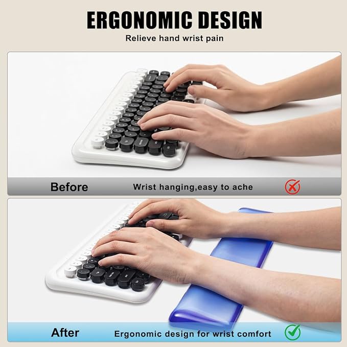 Keyboard Wrist Rest,Gel Wrist Rest for Keyboard-Blue Wrist Rest | Jelly Clear Gel Wrist Pad for Easy Typing, Anti-Slip Comfort Keyboard Wrist Pad for Desktop Relieve Pain