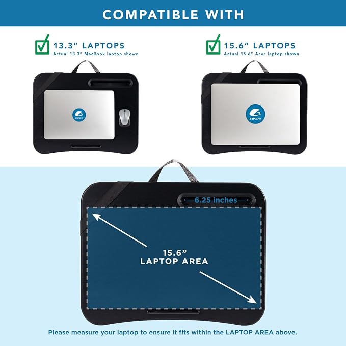LAPGEAR Designer Lap Desk – Buffalo Check, Fits 15.6” Laptops