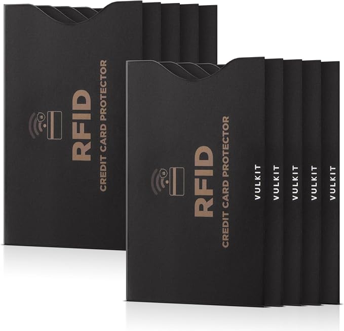 VULKIT RFID Blocking Sleeves 10 Pcs Credit Card Holders, Anti-Theft RFID Blocker Sets Travel Essentials Fits Bags & Purses
