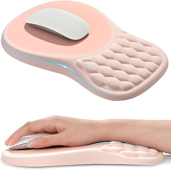 EooCoo Massage Ergonomic Mouse Pad with Dual-Slope Design Wrist Rest | Carpal Tunnel Relief, Memory Foam Wrist Rest, Non-Slip PU Base, Office Desk Accessories