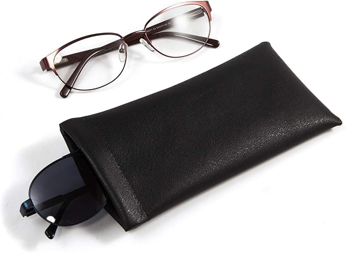 TRIUMPH VISION Eyeglass Case Glasses Case Soft Sunglass Pouch Sleeve 3 Pack | Slim Lightweight Alternative to Bulky Case, Leather Lined Protect Lens, Squeeze Easy to Use, Stylish Portable for Daily Use