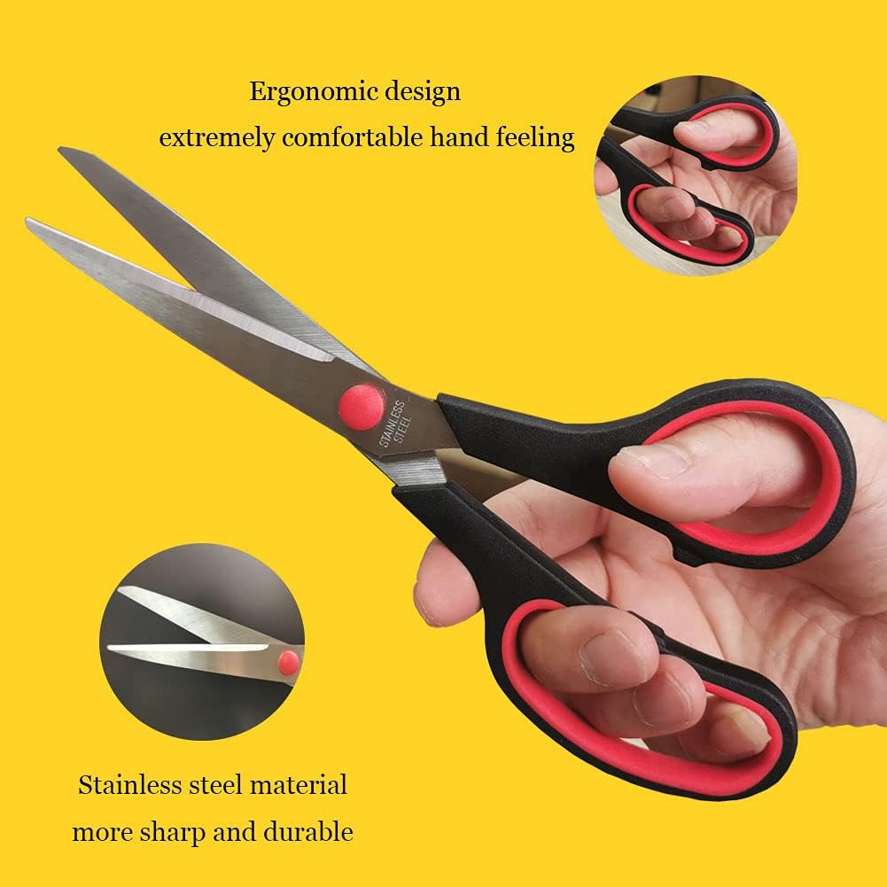 Scissors, Multipurpose office Scissors,8.5 Inch Ultra Sharp Shears, Comfort-Grip Handles Household scissors，Sturdy Sharp Craft Supplies - Pack of 5, Right/Left Hande