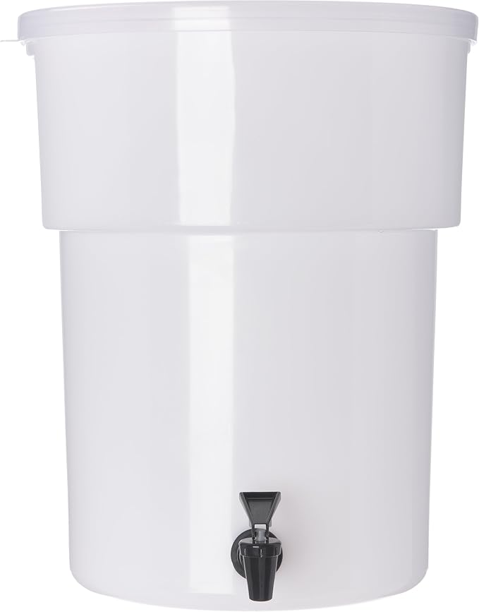 Carlisle FoodService Products Plastic Round Beverage Dispenser, 5 Gallons, White & 221102 White 12-3/16-Inch Round Dispenser