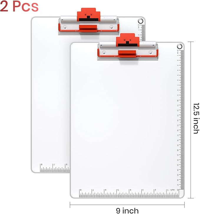Clipboard with Pen Holder, Aluminum Frame & 2-in-1 Upgraded Clip, A4 Size 12.5 x 9 Inch, Heavy Duty Portable Writing Board with Anti-Slip Backing, for Office School Classroom Doctor Coach(2 Pack)