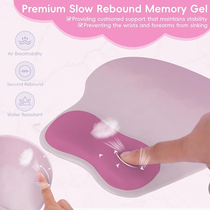 Ergonomic Mouse Pad,Non Slip Mousepad Wrist Rest Support for Office, Computer, Laptop & Mac(A-Warm Pink)