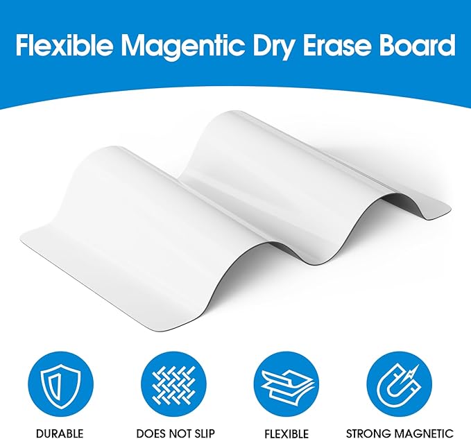 MaxGear Magnetic Whiteboard for Fridge 12x8 White 5 Pack | Strong Magnet, Dry Erase, Reusable, Easy Clean, Stain Resistant, Meal Planner, Grocery List, Family Notes, Kitchen Organizer
