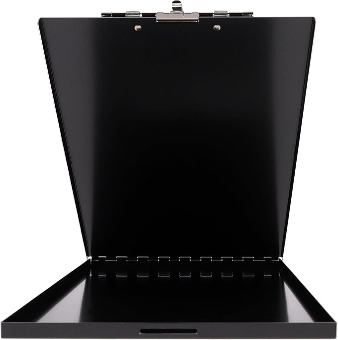 Saunders Slim Metal Clipboard with Storage, Heavy Duty Aluminum Form Holder for Nursing & Contractors, Letter Size Paper Organizer Box with Secure Locking Latch, Made in USA, Black