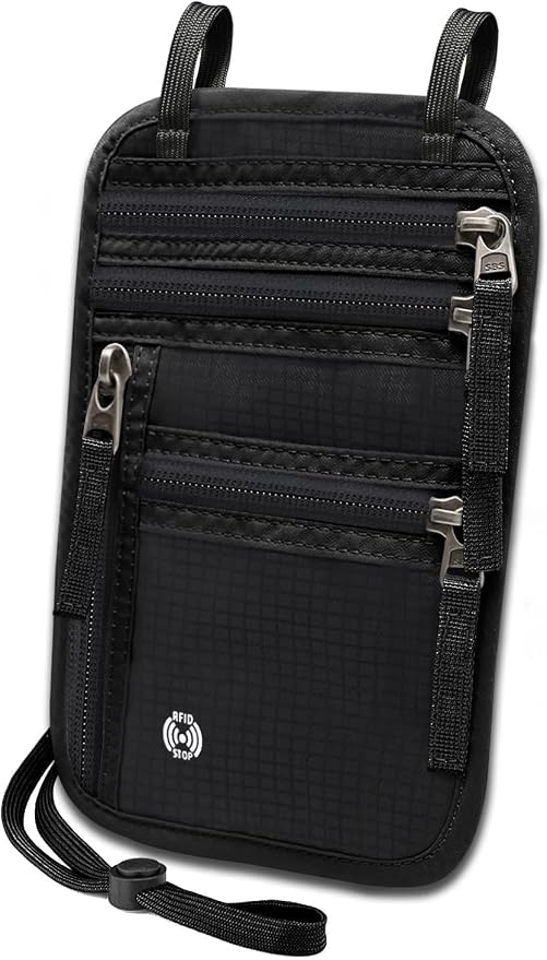 Sizobi Neck Wallet for Traveling Women Men, RFID Blocking Passport Holder | Nylon Travel Pouch, Family Travel Document Organizer, Passport Wallets, International Travel Must Haves Travel Accessories