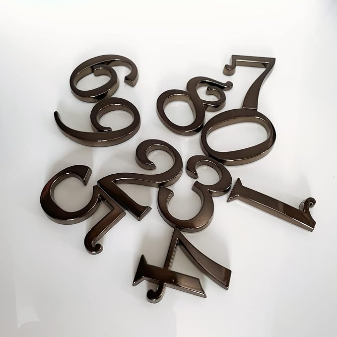 Mailbox Numbers 2 Inch, Black Door Address Number Stickers for Aprtment Office Home Room, Metal Shiny, Indoor or Outside all Suitable. (Dark, 2" - Set of 20)