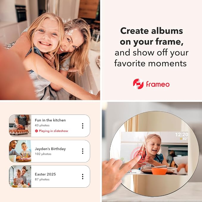 Frameo Digital Picture Frame,2K HD IPS Touch Screen 32GB Storage | Auto-Rotate Wall Mount,Up-Market Gifts for Mom Father,Share Photos/Videos from Phone