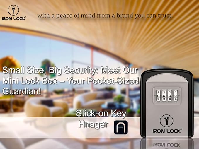Iron Lock® Small Wall Mount Key Lock Box for Keys Outside (Grey) | Combination Lock, Resettable 4-Digit Code, Screw-In Wall Mount, Weather-Resistant Metal, No Battery or App, Holds 2 to 5 Keys