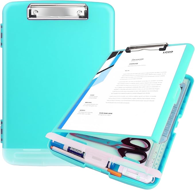 Clipboard with Storage,Clip Boards 8.5x11 with Pen Holder,A4 Letter Size | Heavy Duty Nursing Plastic Clipboard Folder Case,Side Opening for Women Teachers,School Office,Mint Green