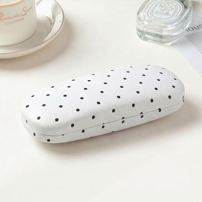 Glasses Case Hard Shell, Cute Sunglasses Case for Women Leather Protective Case for Eyeglass with Cleaning Cloth