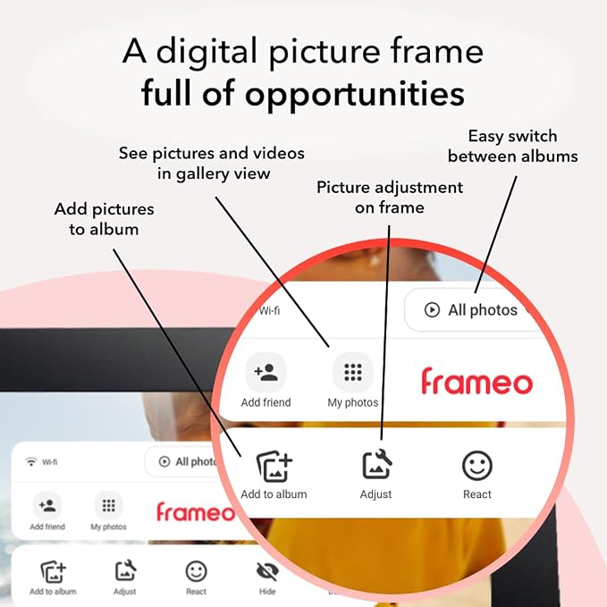 FRAMEO 10.1 inch 32GB Digital Picture Frame, IPS LCD Touch Screen, Auto-Rotate Easy Setup to Share Photos & Videos via Frameo from Anywhere, Gifts for Parents and Grandparents