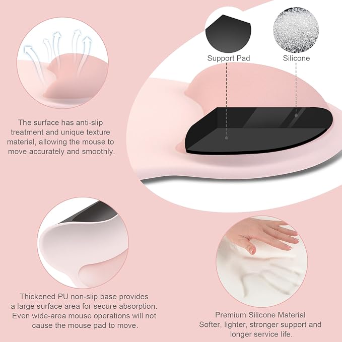 MOSISO Wrist Rest for Mouse Pad Set, Large Gaming Deskpad, Baby Pink | Circle Curved Mousepad&Keyboard Wrist Rest&Coaster, Ergonomic Non-Slip Mousepad&Easy Typing Pad with Silicone Lining
