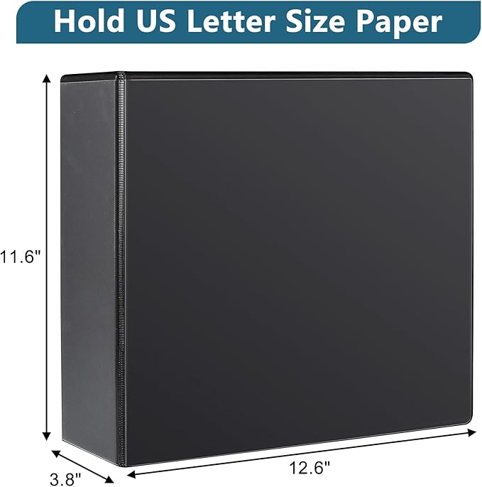 CIXILDTS 3" 3 Ring Binder, Standard 3-Inch Slant-D Ring Binder Fit Letter Size Paper, Presentation View Binders, 6 Packs, Black