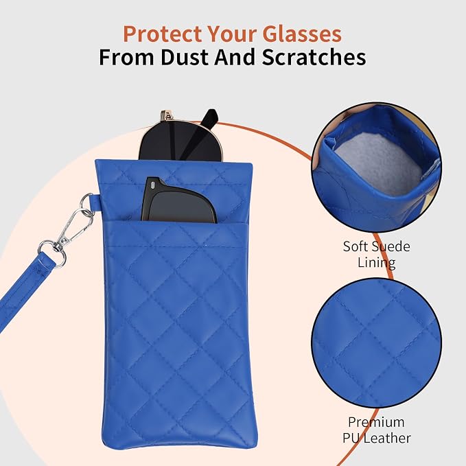Double Eyeglass Case Soft Dual Glasses Case for Women Men Travel Squeeze Top Sunglasses Cases Eyeglasses Pouch
