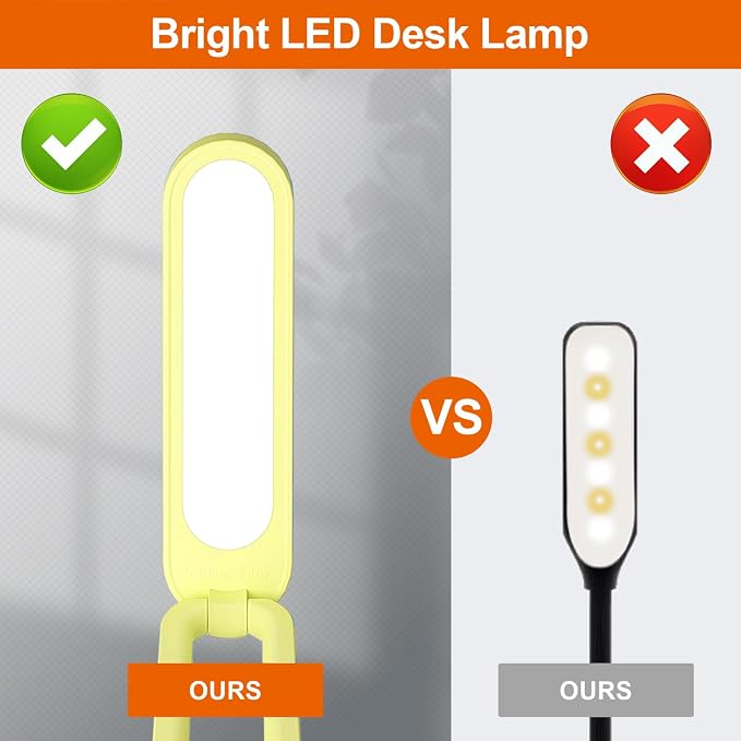 Giryuhd LED Desk Lamp for Office Home & Battery Operated Lamp Rechargeable Lamp Foldable & Portable Light, LED Desk Light Strip, 3 Brightness Dimmable Small Desk Lamp Reading Lamp (Yellow)