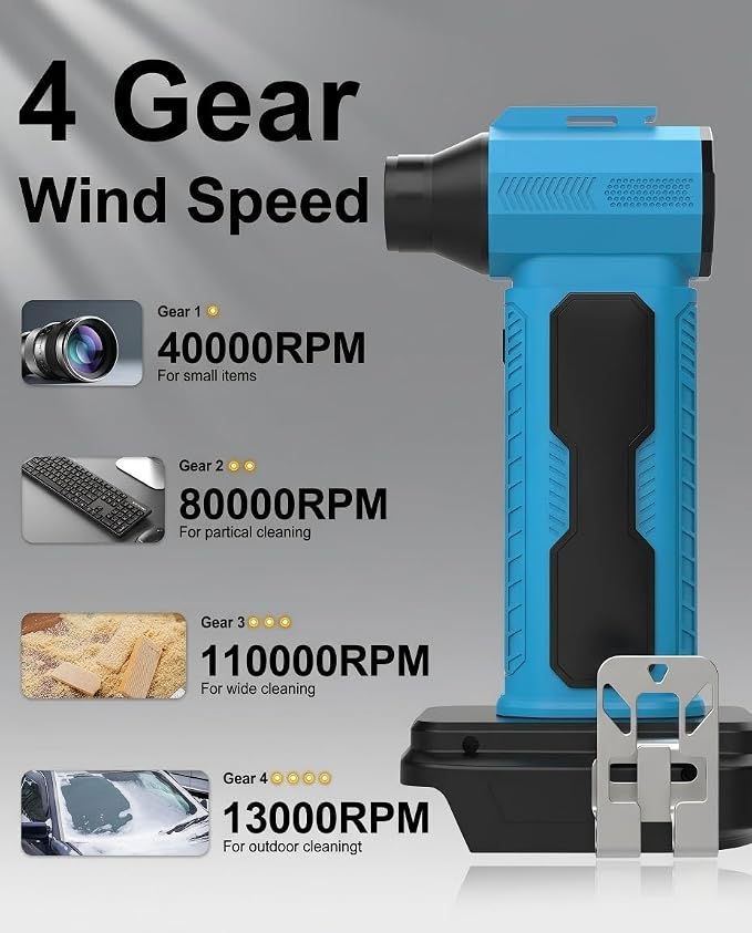 Electric Dust Blower (Compatible with Makita 18V) | Portable High-Pressure Duster, Compatible with Makita 18V Batteries, 130,000 RPM Brushless Handheld Design