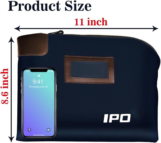 Waterproof Cash Bag with Lock and 2 Keys, 11 x 8.6 Inches, Canvas Documents Bag, Money Bank Deposit Bag with Zipper, Durable Leatherette Money Cash Coin Check Wallet Pouch for Men & Women