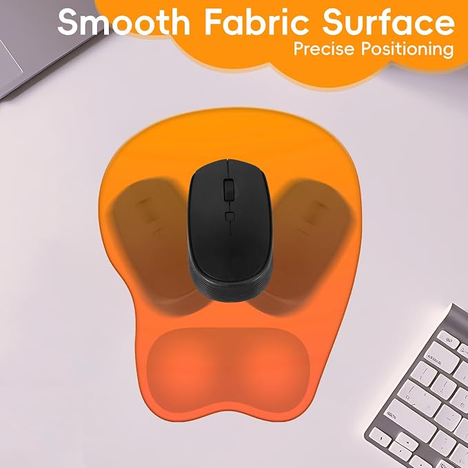Mouse Pad with Wrist Rest Ergonomic Mouse Pad with Comfortable M-Shape Pain Relief Wrist Support Non-Slip PU Base Mousepad for Laptop, Office & Home (Gradient Orange)