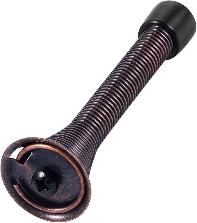 KISEER 12 Pack Spring Door Stops 3 1/4 Inch Flexible Heavy Duty Spring Door Stopper with RustProof Screw Rubber Bumper Tips (Antique Brass)