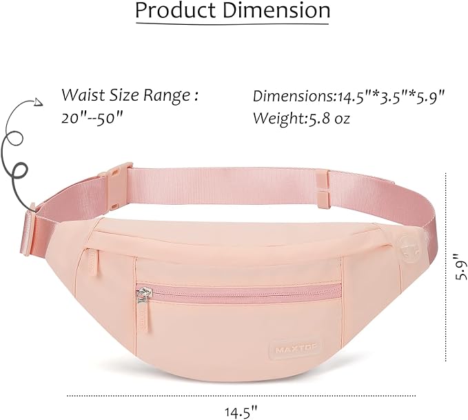 MAXTOP Large Mono Pink Fanny Pack Cute Belt Bag for Women Gift Trendy Stuff | Versatile,4-Zipper Pockets,Crossbody Bag Waist Purse for Women Fanny Pack Trendy Belt Bag with Adjustable Strap
