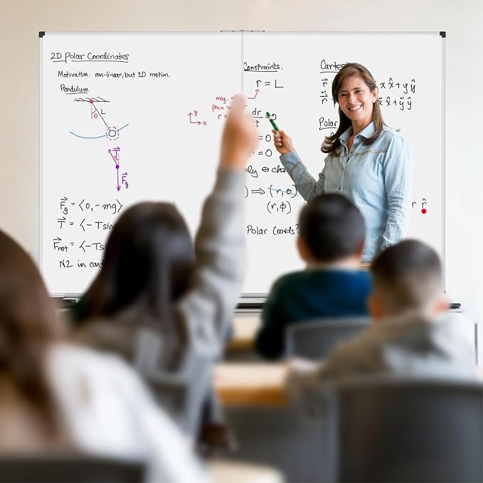 XBoard Magnetic Whiteboard 48 x 48 Inch, Foldable Dry Erase White Board with Aluminium Frame & Marker Tray 4' x 4', Wall Mounted Folding Message Presentation Board