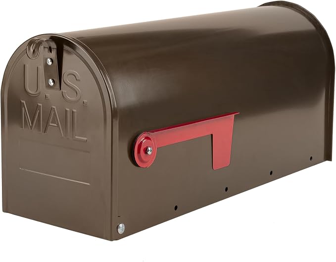Brown Mailboxes for Outside, RAINHOL Post Mount Mailbox, Galvanized Steel Medium Capacity Mail Boxes, 19 x 8.7 x 6.7 Inches