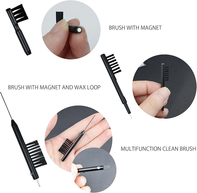 10 PCS Hearing Aid Cleaning Kits Hearing Amplifier Brush Tools Earbuds Headphones Cleaner Brush Kits with Case Set B