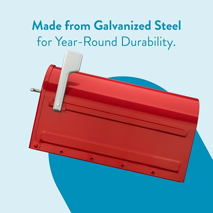Architectural Mailboxes 7900-7R-SR Boulder Mailbox, Red | Galvanized steel build for outside with rust-resistant powder-coat finish and a magnetic door closure. USPS approved.