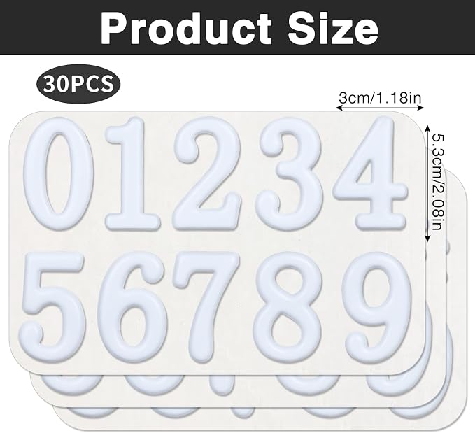 opasyo 30 Pieces Mailbox Numbers for Outside 2 inch 0-9 Self-Adhesive Mail Box Numbers,3D Gold House Numbers for Mailbox, Apartment, House, Trash Bins,Office Hotel Room (White, 2inch)