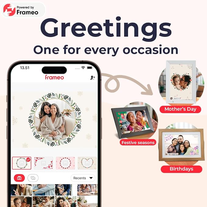 FRAMEO 10.1 inch 32GB Digital Picture Frame, IPS LCD Touch Screen, Auto-Rotate Easy Setup to Share Photos & Videos via Frameo from Anywhere, Gifts for Parents and Grandparents