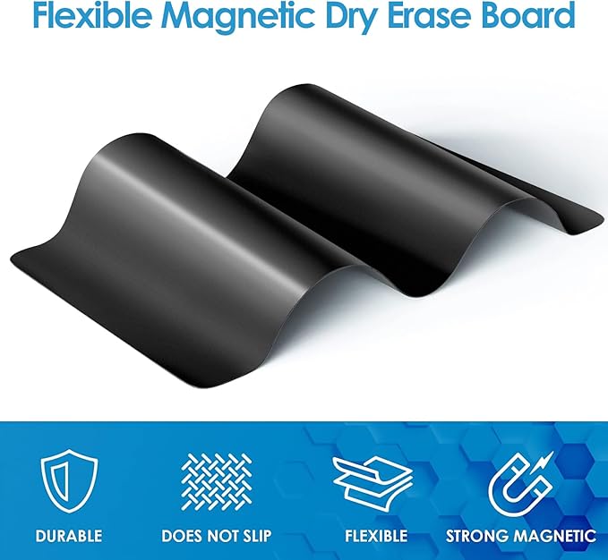 MaxGear Magnetic Black Dry Erase Board, 16 x 12 Inch, Chalk Marker Included | Strong Magnetic Surface, Easy to Write and Erase, Ideal for To-do Lists, Includes 4 Chalk Markers 1 Eraser