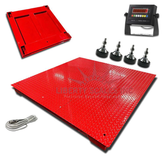 Liberty LS-800-4X5 NTEP Certified (Legal for Trade) Industrial Floor Scale | 48" x 60" | Capacity of 5,000 lbs x 1 lb + Red