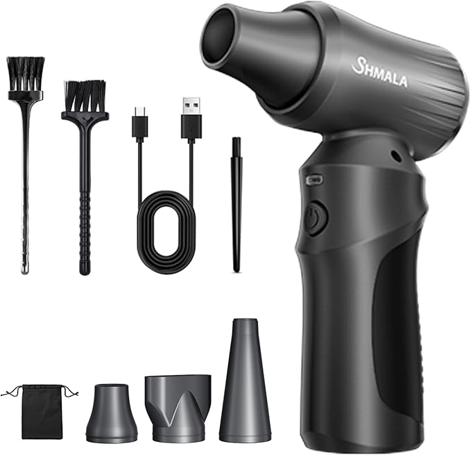 Electric Compressed Air Duster, 300000 RPM Super Powerful Cordless Air Blower, Rechargeable Brushless Motor, 3-Speed Adjustable, Durable Design for Keyboard, PC & Electronics Cleaning