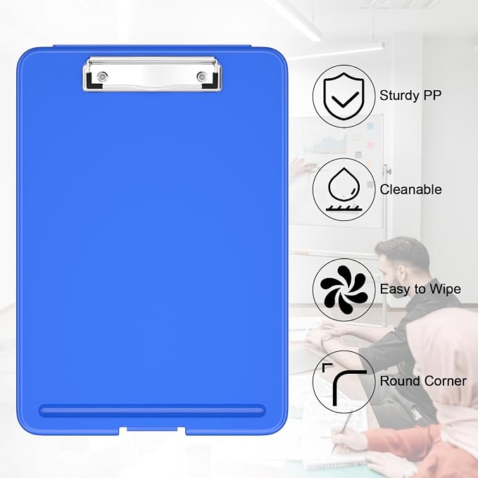 Hongri Clipboard with Storage, 8.5 x 11 Clip Board Foldable, Dark Blue | Bottom Opening, Size 13.4 x 9.4 X 0.9 in for Nurses, Teacher, Students, Classroom, School & Office Supplies