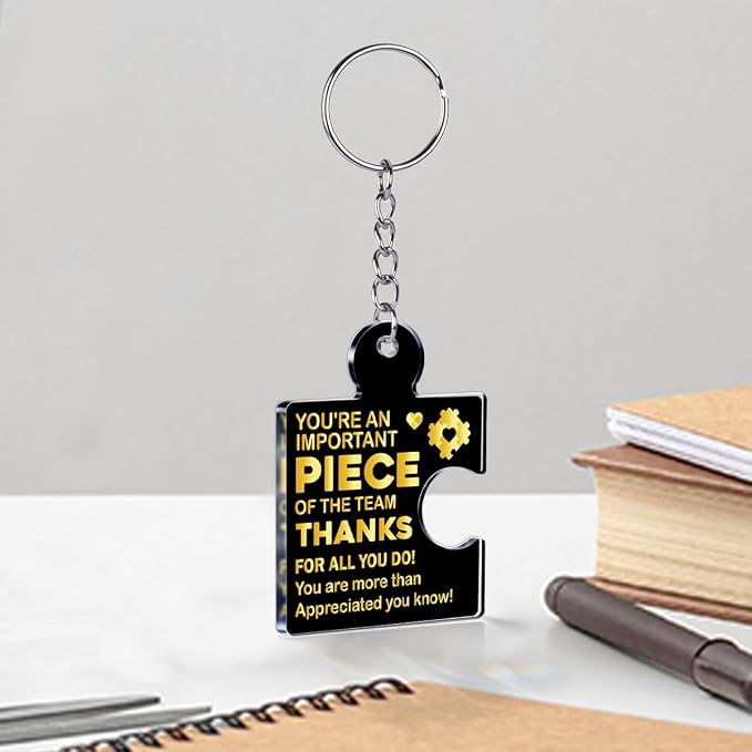 Team Appreciation Gifts Bulk Thank You Keychains for Coworkers | Gift Set for Employee, Staff, Teachers, Teamwork Puzzle Piece Keyring, Acrylic