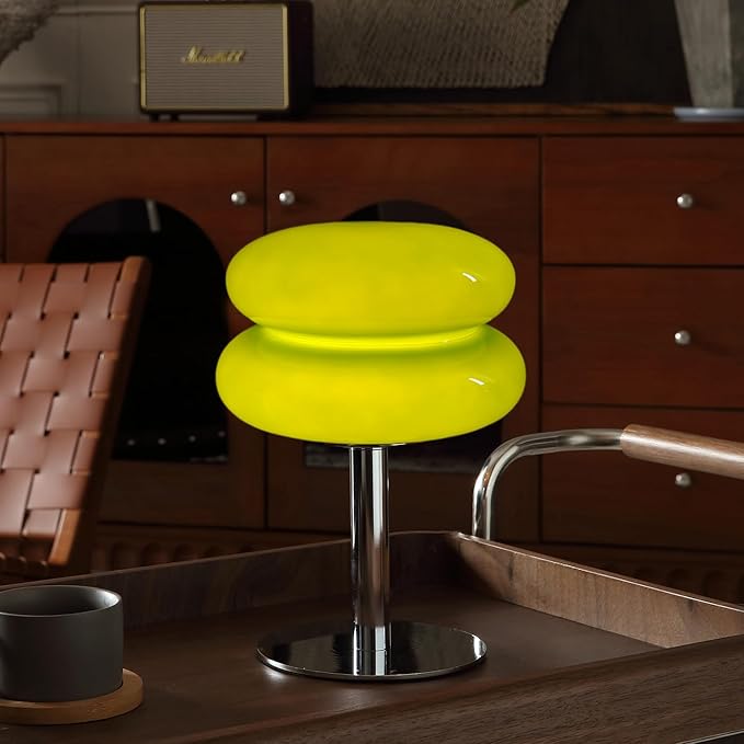 Glivpny Mushroom Table Lamp, Mid Century Modern Decor Lamp (Green) | Cool Desk Lamps for Bedroom,Vintage Dimmable Bedside Small Cute Lamps, House Warming Gifts New Home Decor