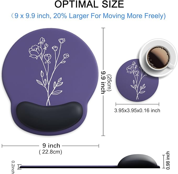 Ergonomic Mouse Pad with Wrist Rest Support,Gel Mouse Pads for Desk | Big Mousepad With Coaster Non-slip & Pain Relief for Computer, Home&Office Desk Decor