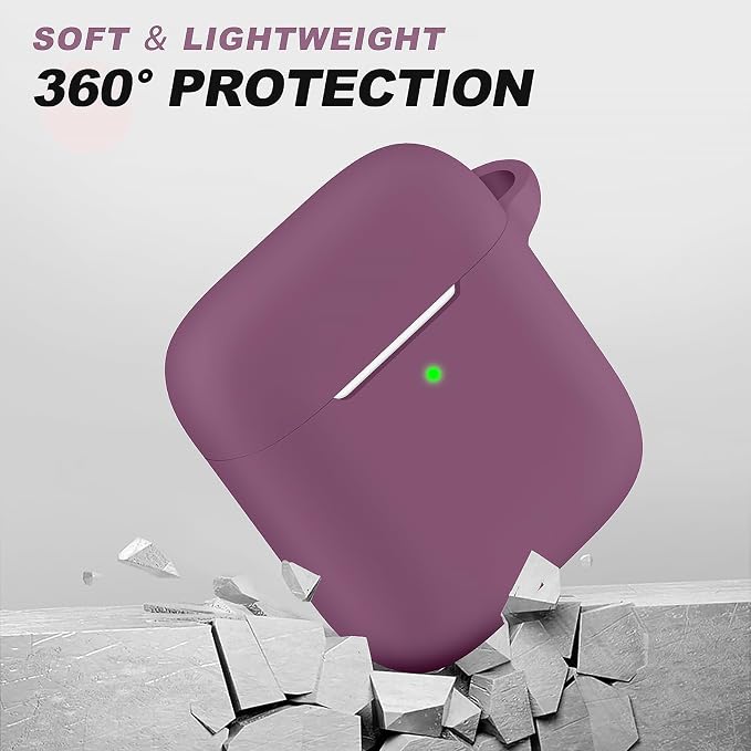 for AirPods Case Cover, Come with Cleaner Kit, Soft Silicone Protective Cover with Buckle, Compatible with Apple AirPods 2nd 1st Generation Charging Case, Front LED Visible, Rose Powder
