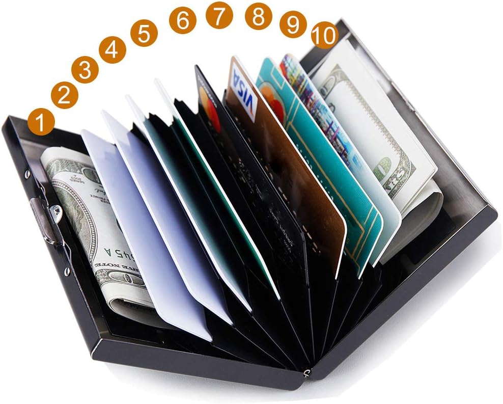 EASTNIGHTS RFID Credit Card Holder Protector Metal Credit Card Wallet Business Card Holder for Men Women Gift Box Package (Black)